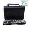 Sling Bag For Ladies, black handbag with flap closure and top handle