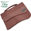 Sling Bag For Ladies, mauve patterned pouch with handle and rectangular plaque