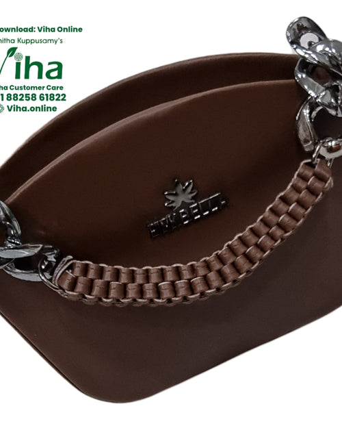 Trendy Boat Shape Sling Bag, brown with thick strap sections