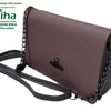 Sling Hand Bag, dark mauve handbag with rounded sides and chain strap