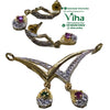Pendant Studs Set with curved shapes and dangling teardrop parts