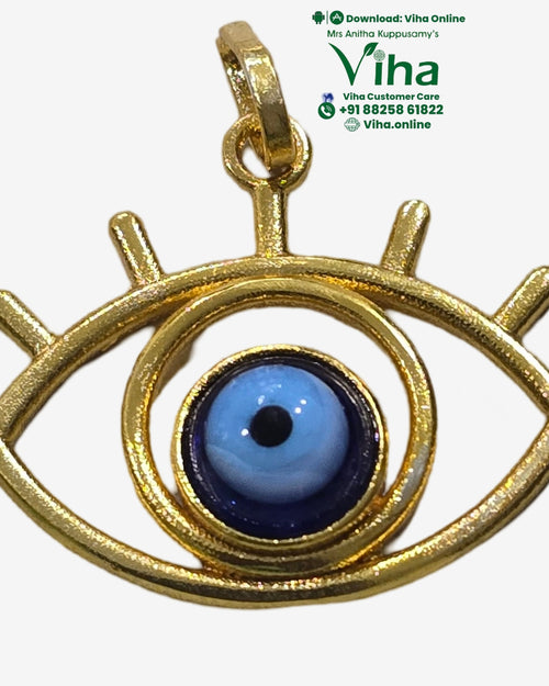 Evil Eye Pendant - Brass with an open eye outline and lashes