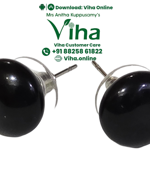 Obisidian Studs, domed earrings