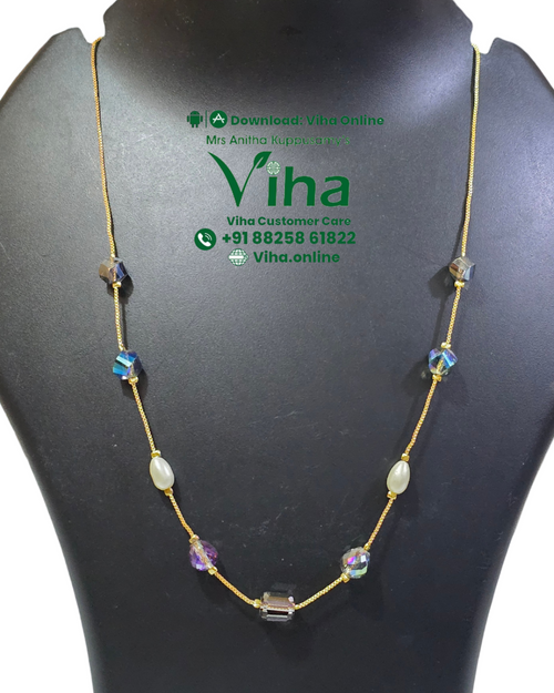 Stylish Crystal & Beads Chain with faceted iridescent beads