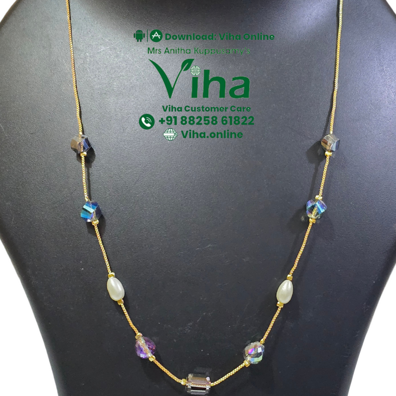 Stylish Crystal & Beads Chain with faceted iridescent beads