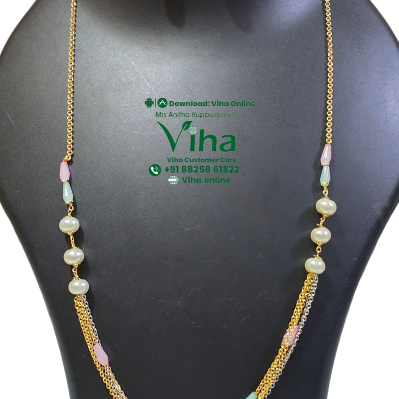 Stylish Trendy Beads & Crystal Chain Set with matching earrings