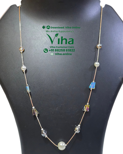Stylish Crystal Chain, long thin chain with spaced decorative elements