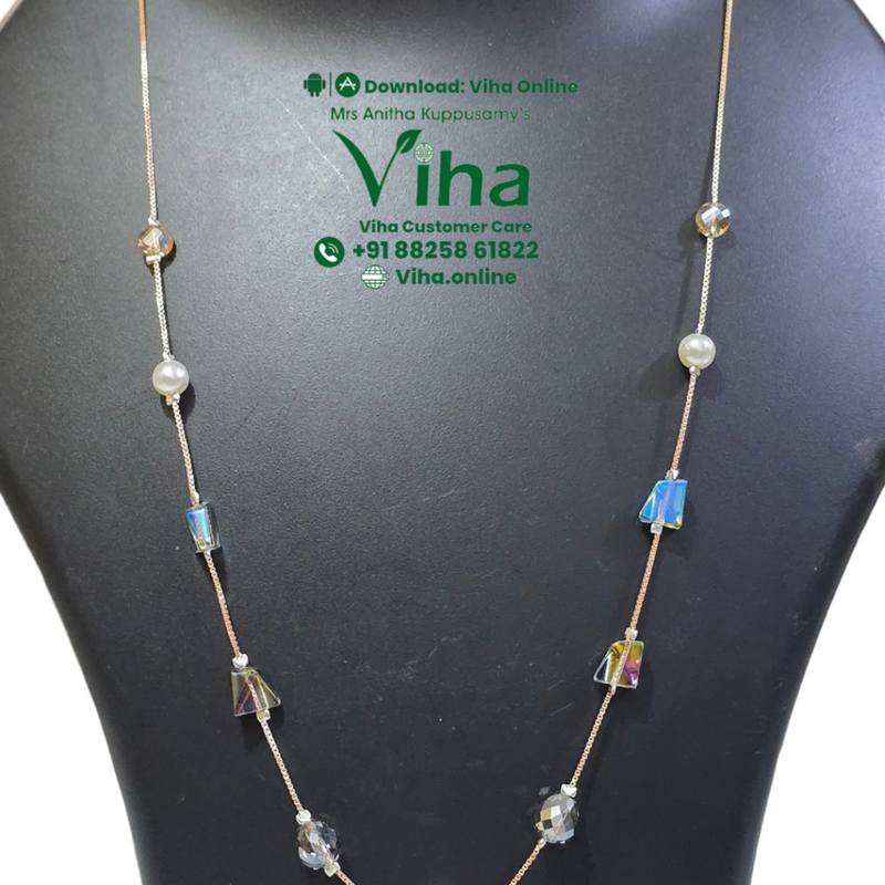Stylish Crystal Chain, long thin chain with spaced decorative elements