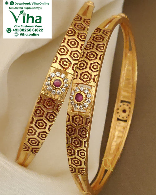 Ethnic Bangles Premium Quality with a honeycomb pattern and floral motif