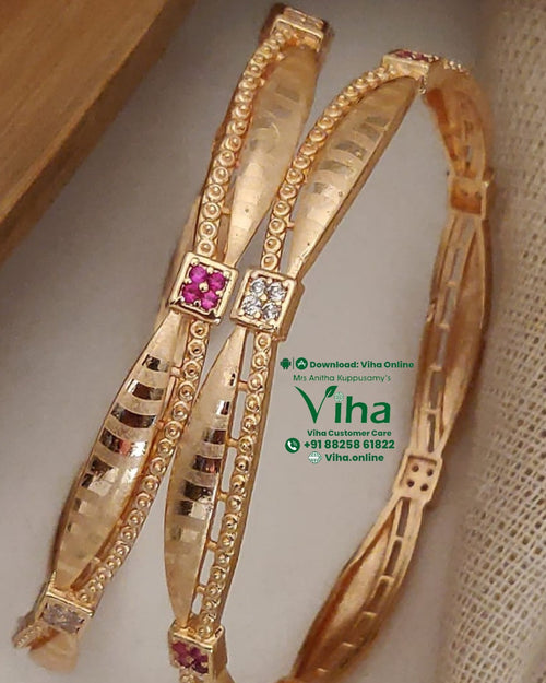 Ethnic Bangles Premium Quality, leaf-shaped links and a beaded border