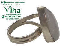 Natural Moon Stone Silver Ring - Adjustable