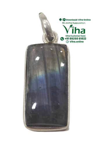 Natural Labradorite Stone Unisex Silver Pendant