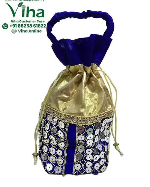 Designer Potli with round reflective sequins and an upper section