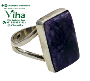 Charoite Ring Adjustable - Sterling Silver