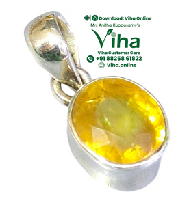 Yellow Sapphire Silver Pendant