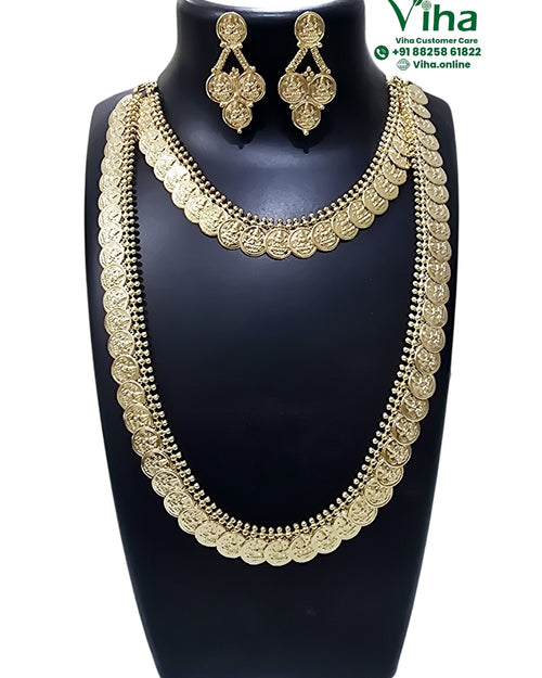 Impon Kasu Haram & Kasu Necklace Set with coin motifs and matching earrings