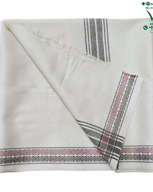 Woolen Shawl with a geometric patterned border and fringed edge