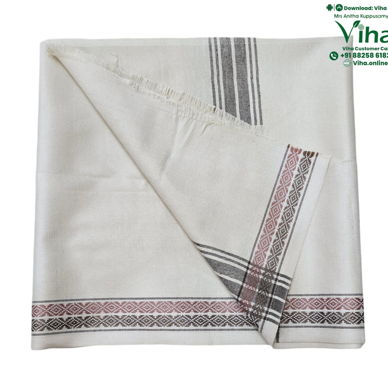 Woolen Shawl with a geometric patterned border and fringed edge