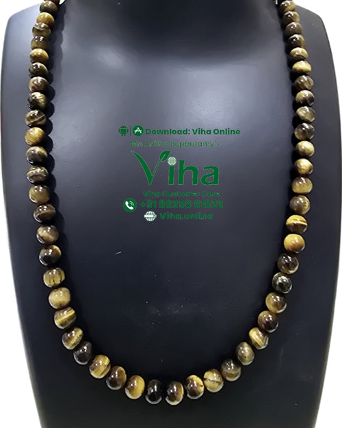 Tiger Eye Mala, beaded strand with a variegated pattern