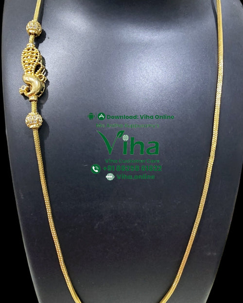 Impon Peacock Mugappu Chain with a decorative side pendant