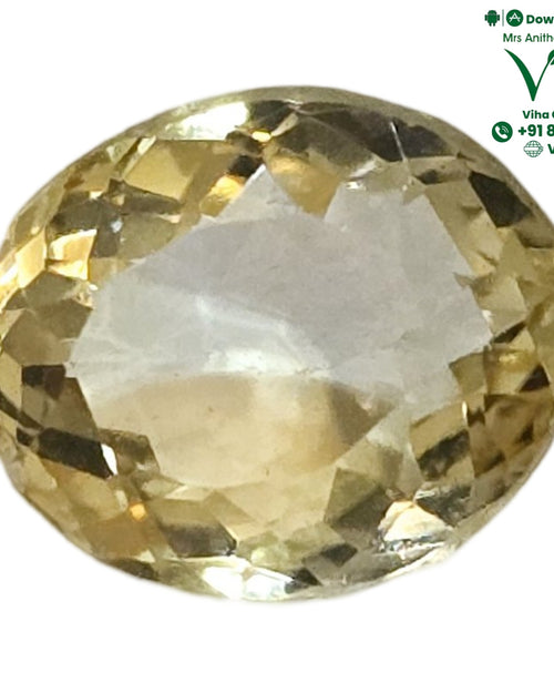 Citrine Stone, yellow and white oval faceted