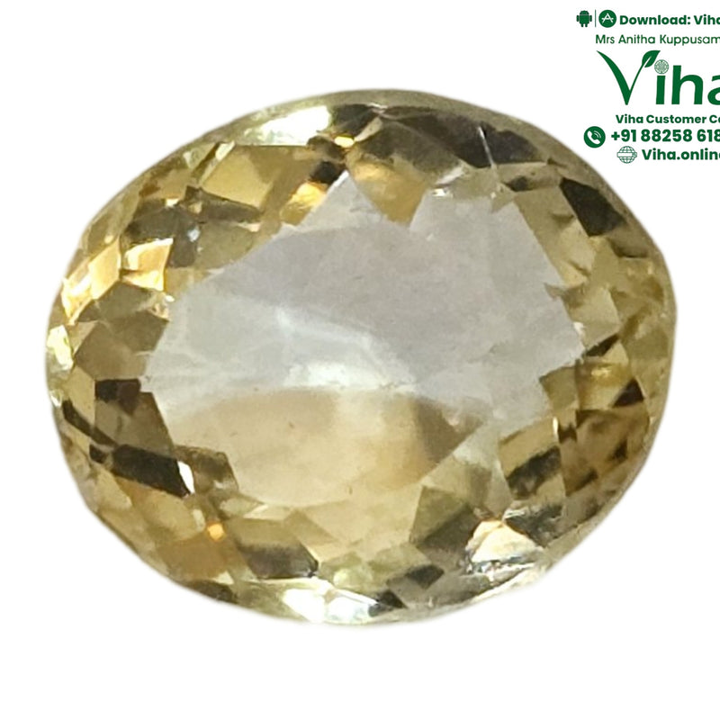 Citrine Stone, yellow and white oval faceted