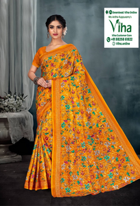 Pure Printed Cotton Saree with Blouse
