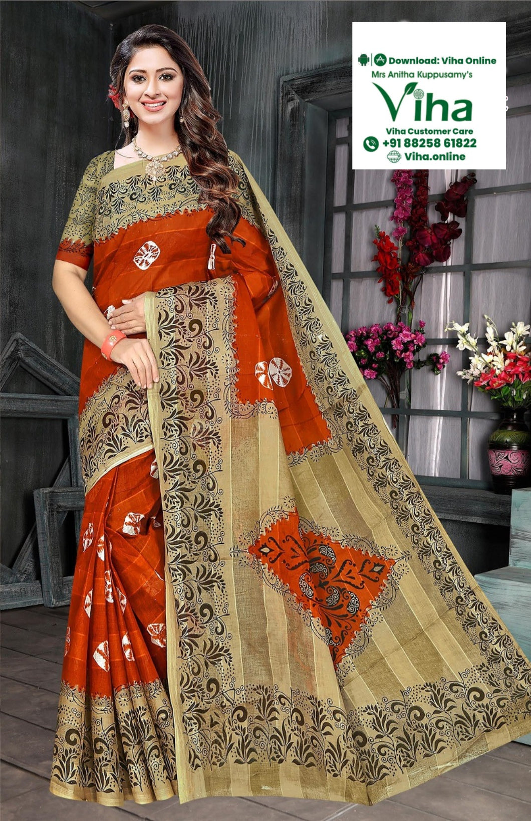Super Net Cotton Saree With Blouse