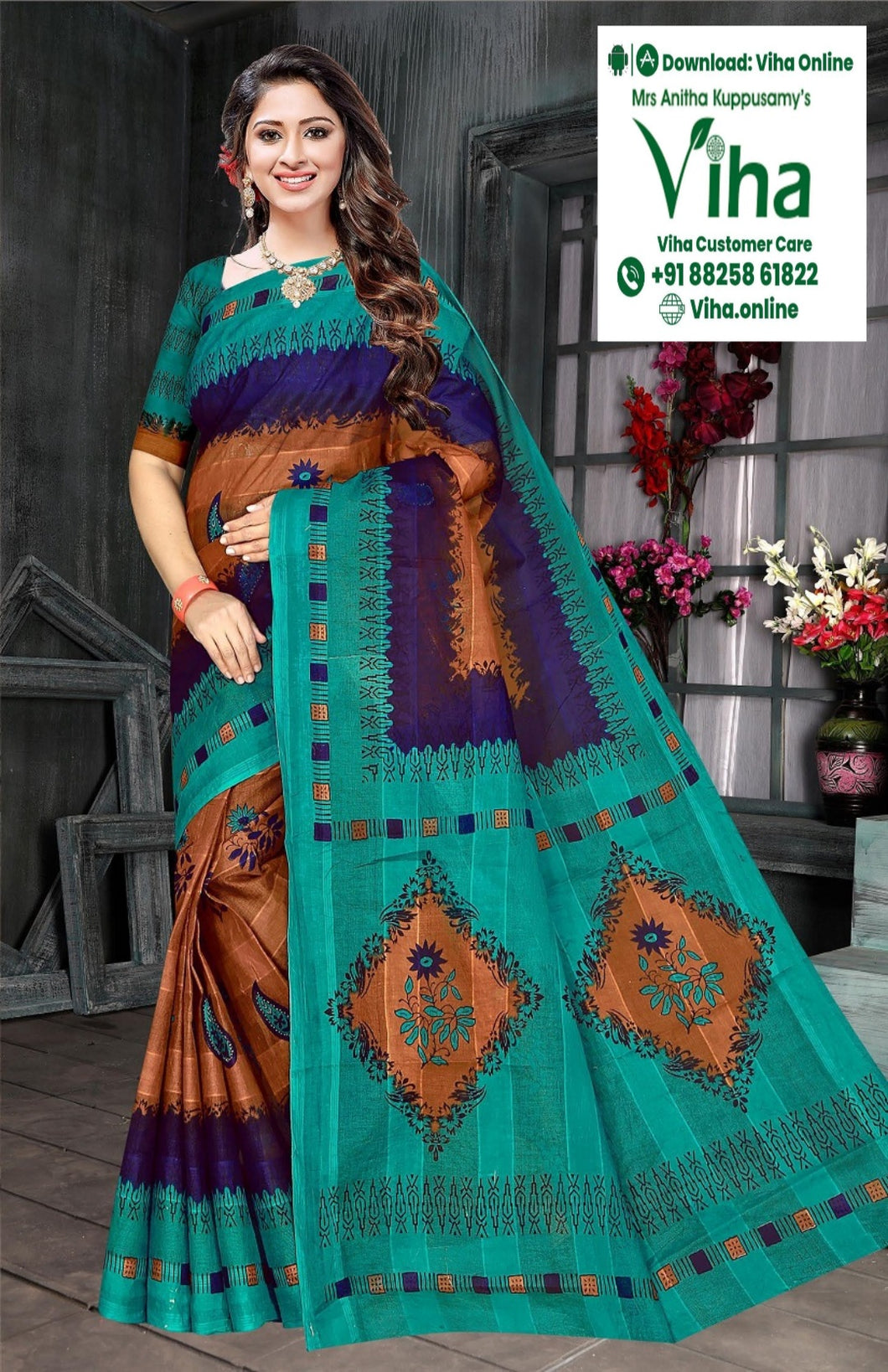 Super Net Cotton Saree With Blouse