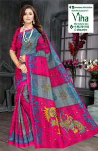 Super Net Cotton Saree With Blouse