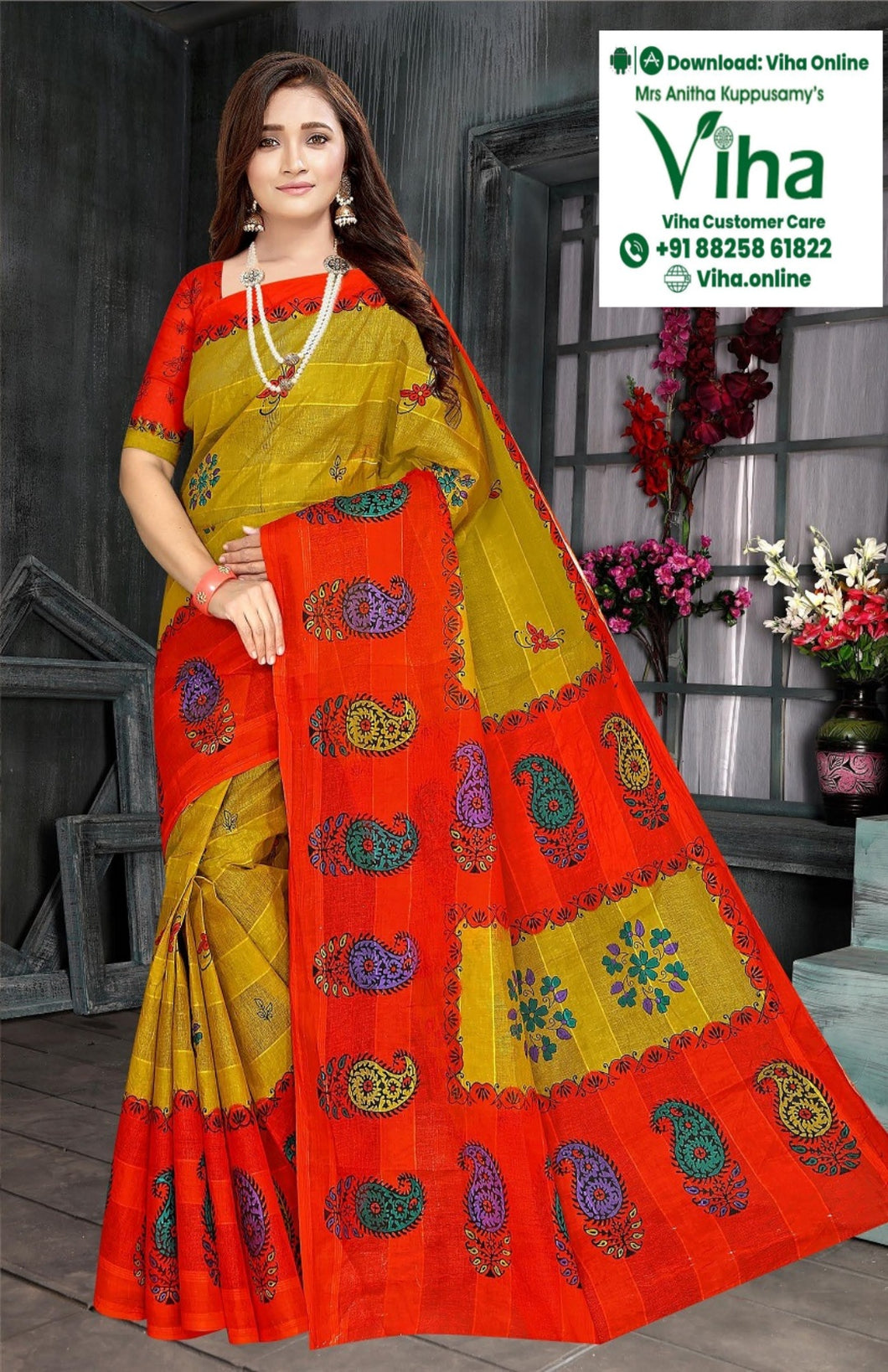 Super Net Cotton Saree With Blouse
