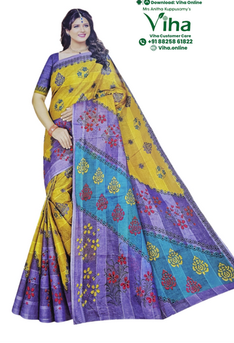 Super Net Cotton Saree With Blouse
