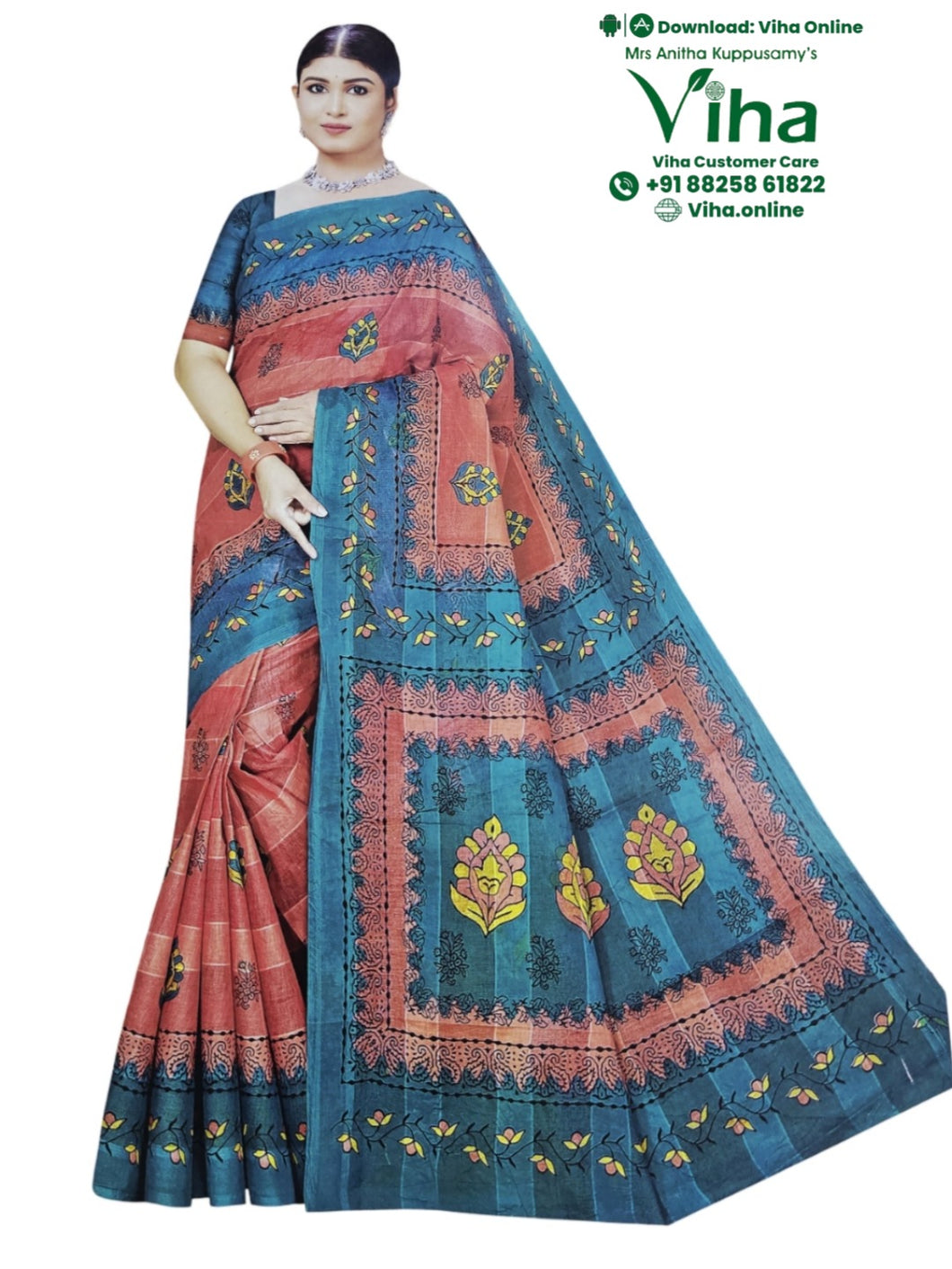 Super Net Cotton Saree With Blouse