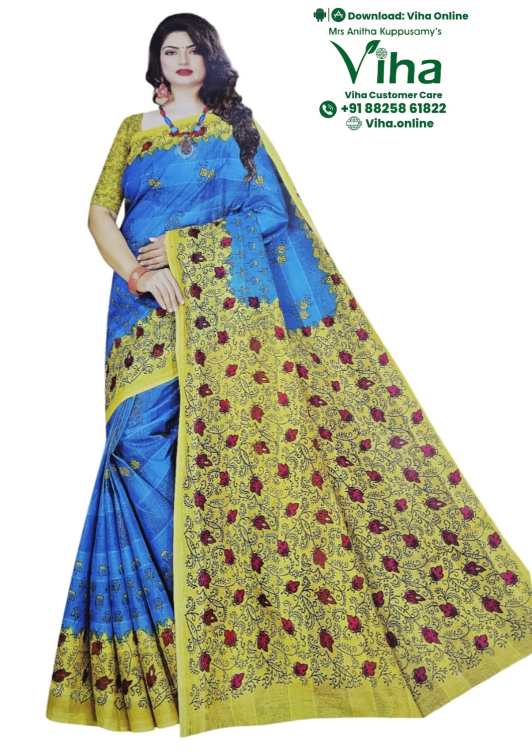 Super Net Cotton Saree With Blouse