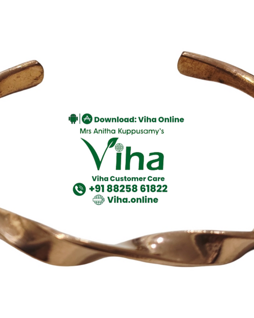 Copper Bracelet with Magnet - Unisex & Adjustable, open-ended band with a twisted design