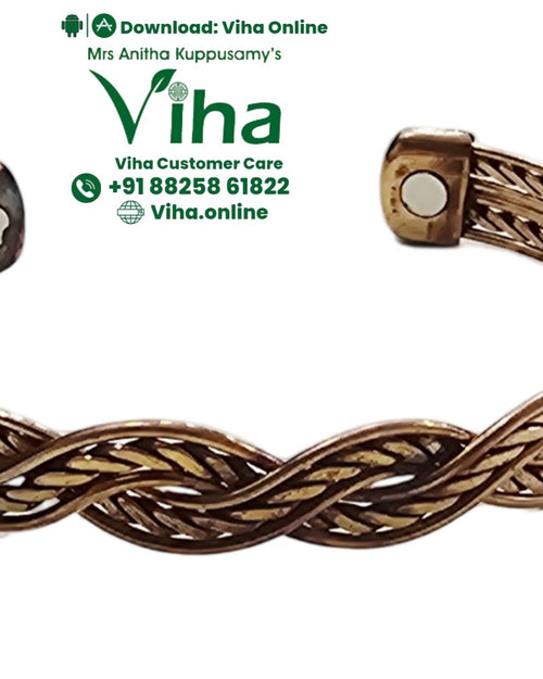 Copper Bracelet with Magnet - Unisex & Adjustable, braided texture and open ends