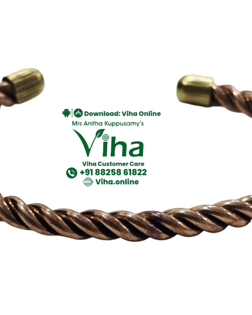 Copper Bracelet with Magnet - Unisex & Adjustable, twisted rope texture and smooth rounded end caps