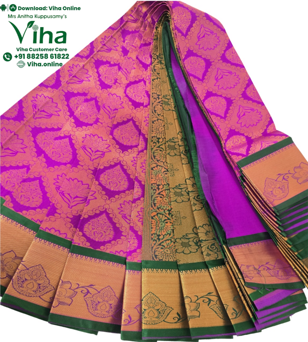 Semi Silk Saree With Contrast Pallu & Blouse - Premium Quality