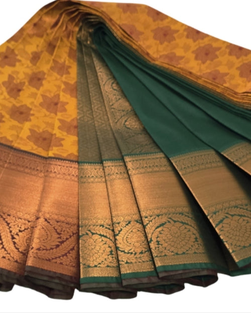 Premium Quality Silk Saree with floral pattern and wide border