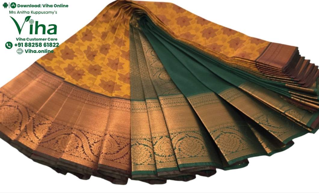 Premium Quality Silk Saree With Contrast Pallu & Blouse