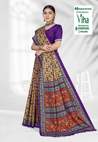 100% Pure Cotton Saree With Blouse