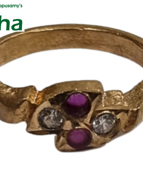 Impon Ring with reddish-pink stones and clear stones
