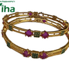 Impon Bangles | Size - 2.6 with pink stones and green stone clusters