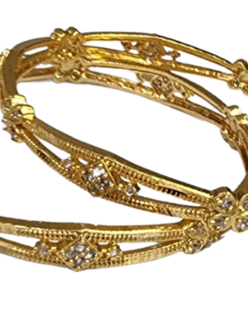 Impon Bangles | Size - 2.4 with cutout pattern and clear stones