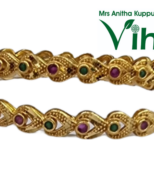 Impon Bangles with red and green circular stones