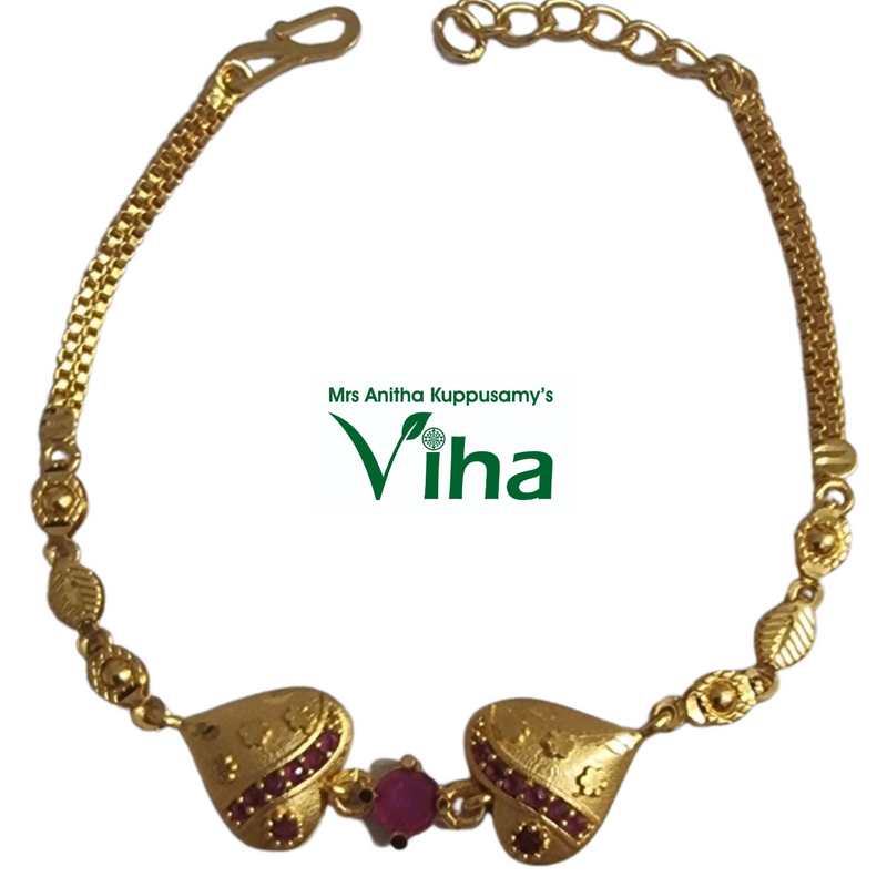 Impon Bracelet with charms and pink stones