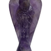 Amethyst Angel, a carved purple crystalline figure with wings and a rounded head, featuring two large wings flanking a central body on a flared base