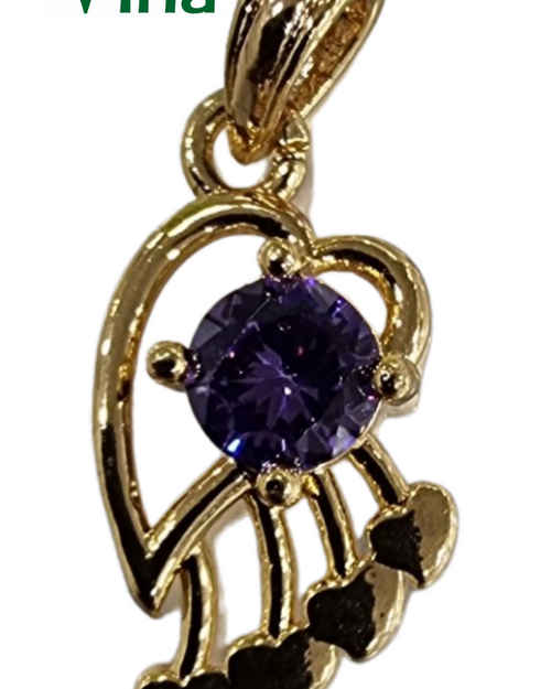 Impon Pendant with an asymmetrical heart motif and a central purple stone