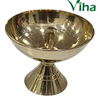 Athma Vilakku Brass, a gold-toned metal bowl with a central vertical wick holder stands on a stepped conical base, featuring a polished finish