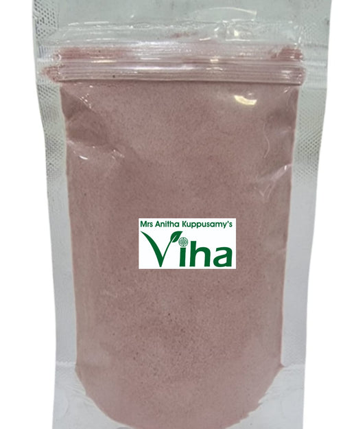 Water Melon Fruit Powder, a transparent sealed pouch containing fine dusty-pink powder and a central white rectangular label with green text